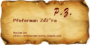 Pfeferman Zóra névjegykártya